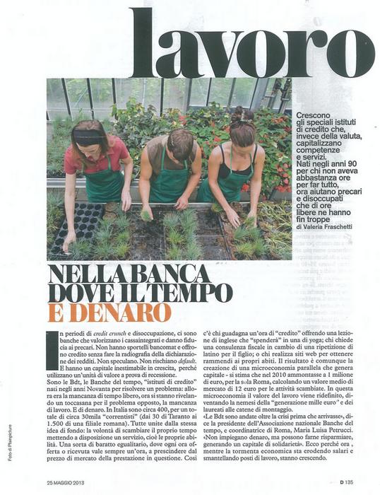 Articolo sulle BdT pubblicato sul settimanale D Donna di Repubblica, uscito sabato 26 maggio 2013 29.05.13(2) 1b